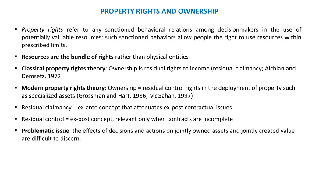 property rights and ownership