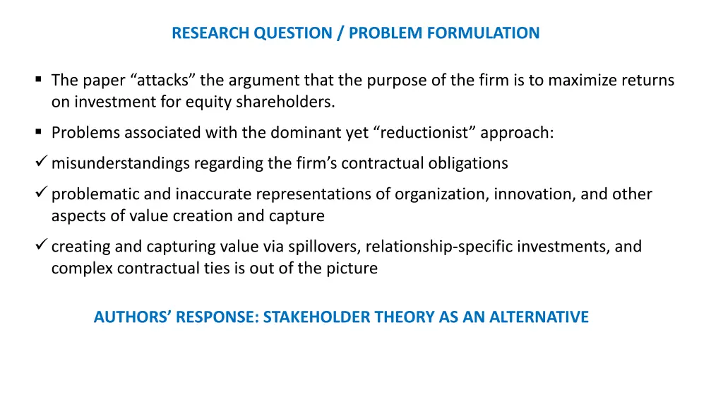 research question problem formulation