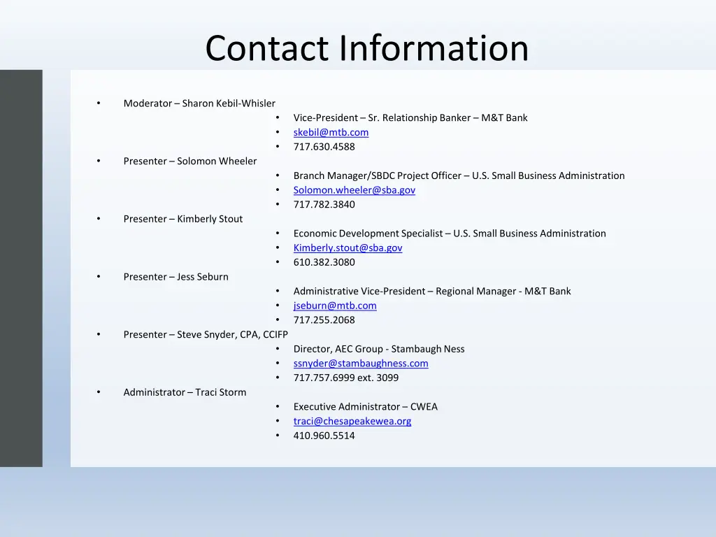 contact information
