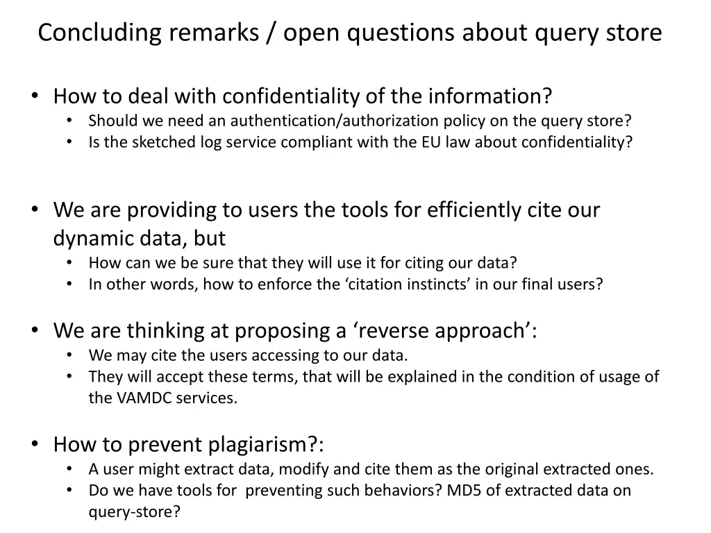 concluding remarks open questions about query