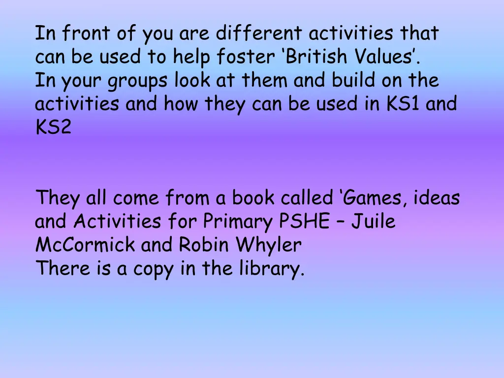 in front of you are different activities that