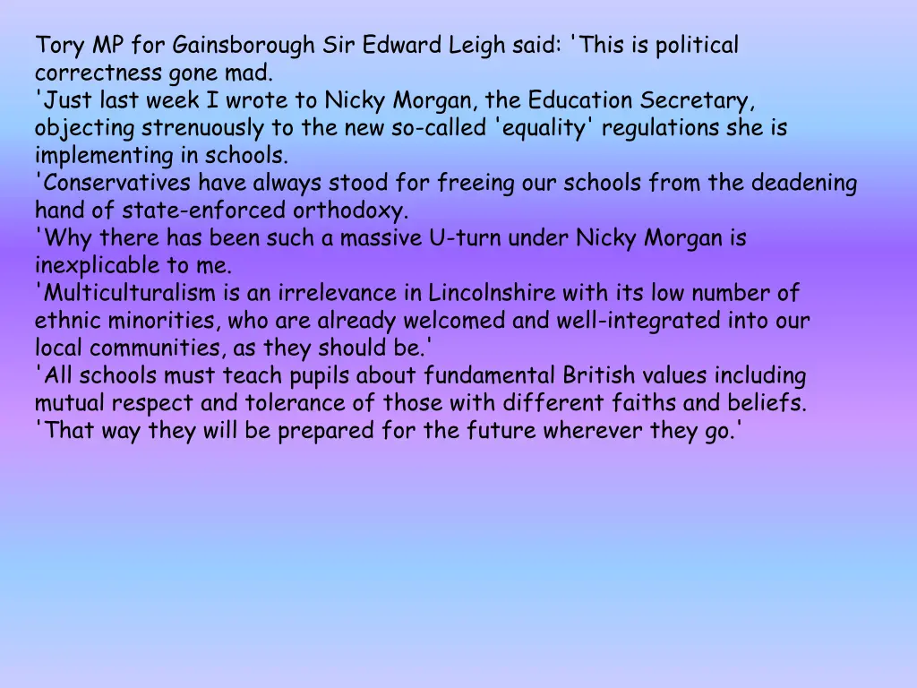 tory mp for gainsborough sir edward leigh said