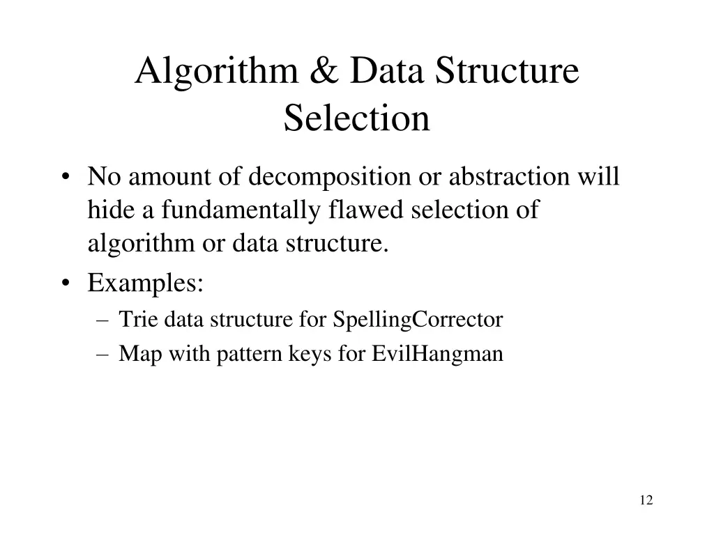 algorithm data structure selection