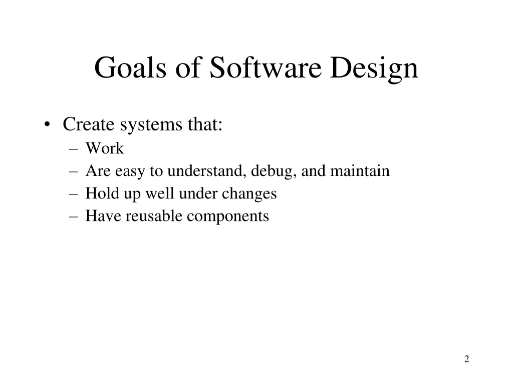 goals of software design
