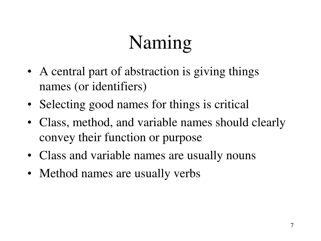 naming
