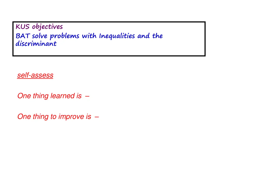 kus objectives bat solve problems with