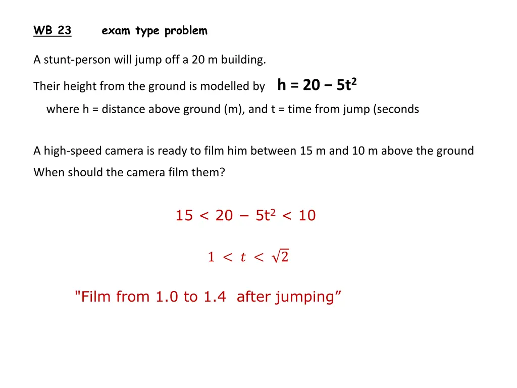 wb 23 exam type problem
