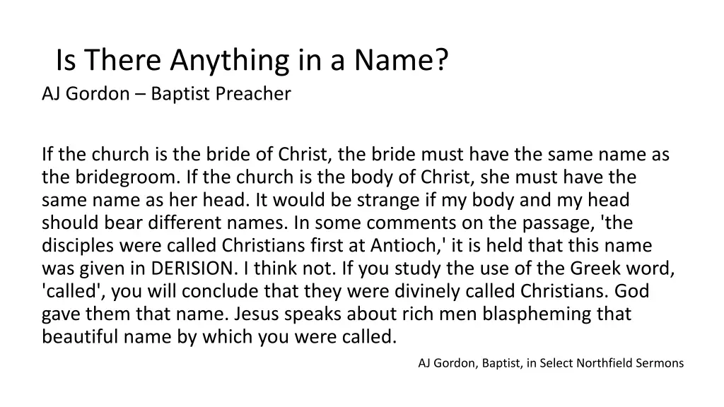 is there anything in a name aj gordon baptist