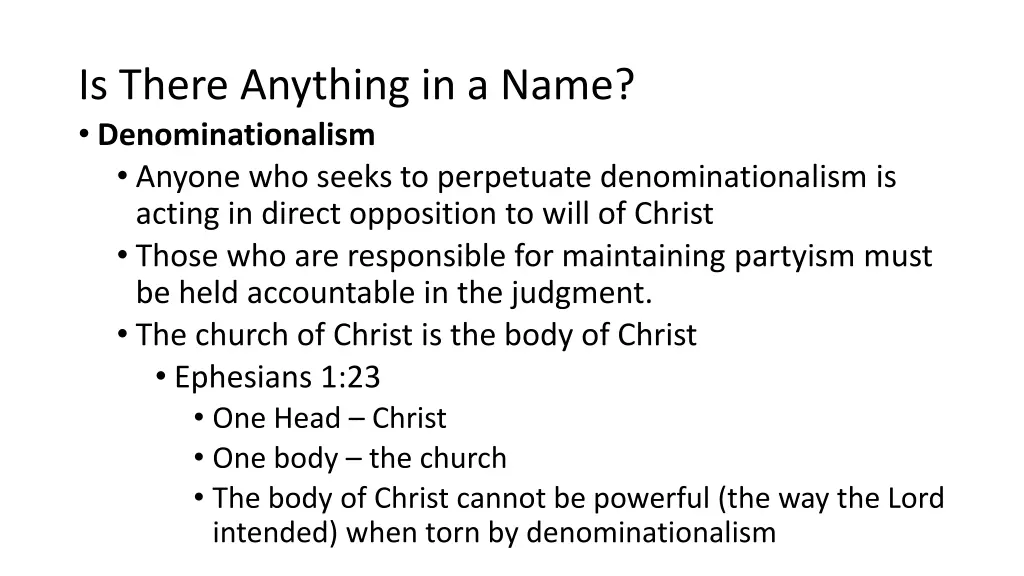 is there anything in a name denominationalism