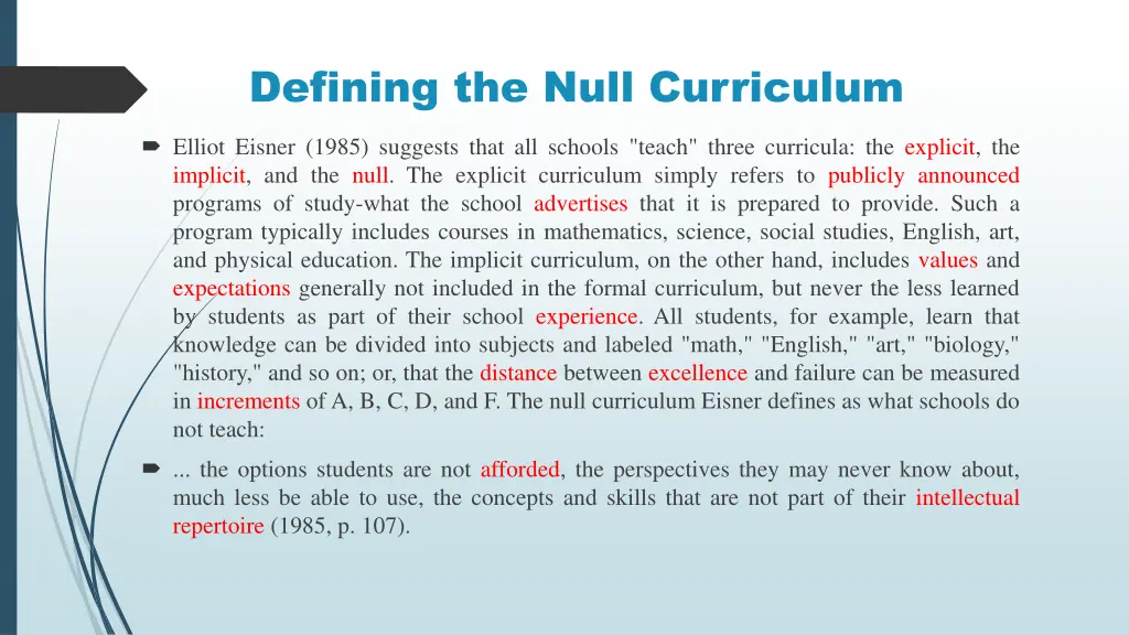 defining the null curriculum