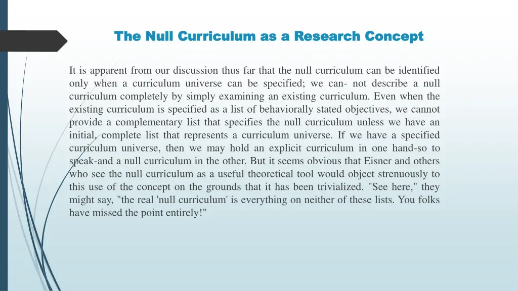 the null curriculum as a research concept