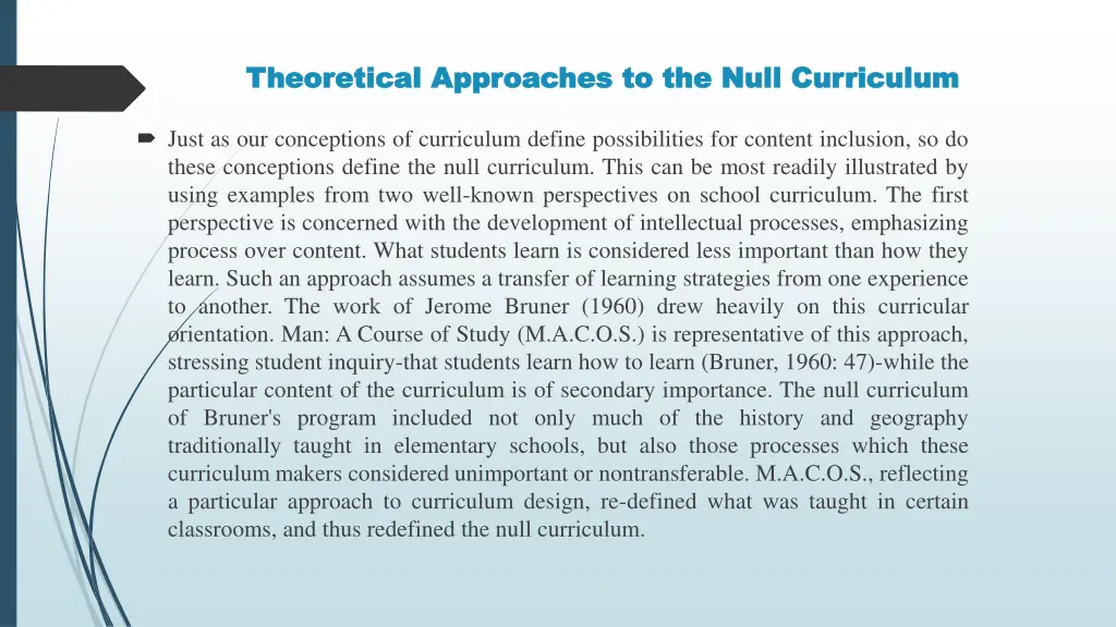 theoretical approaches to the null curriculum