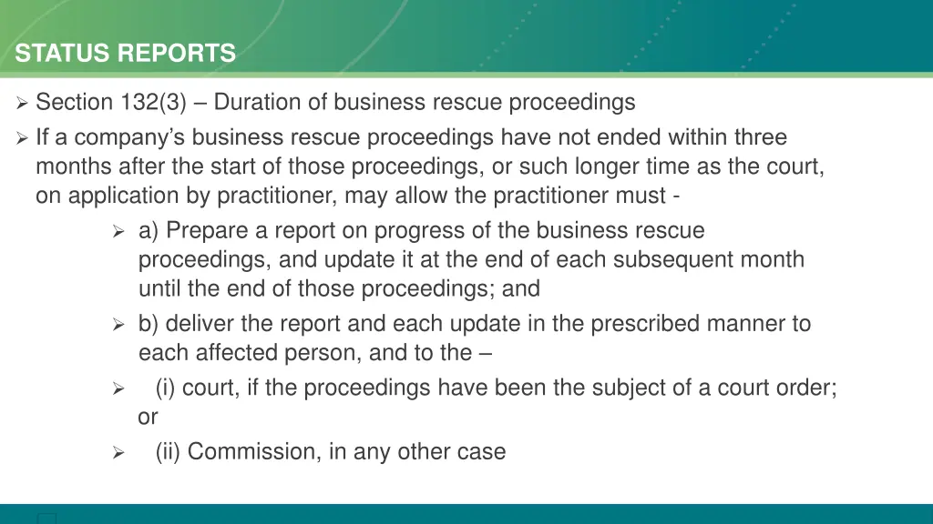 status reports
