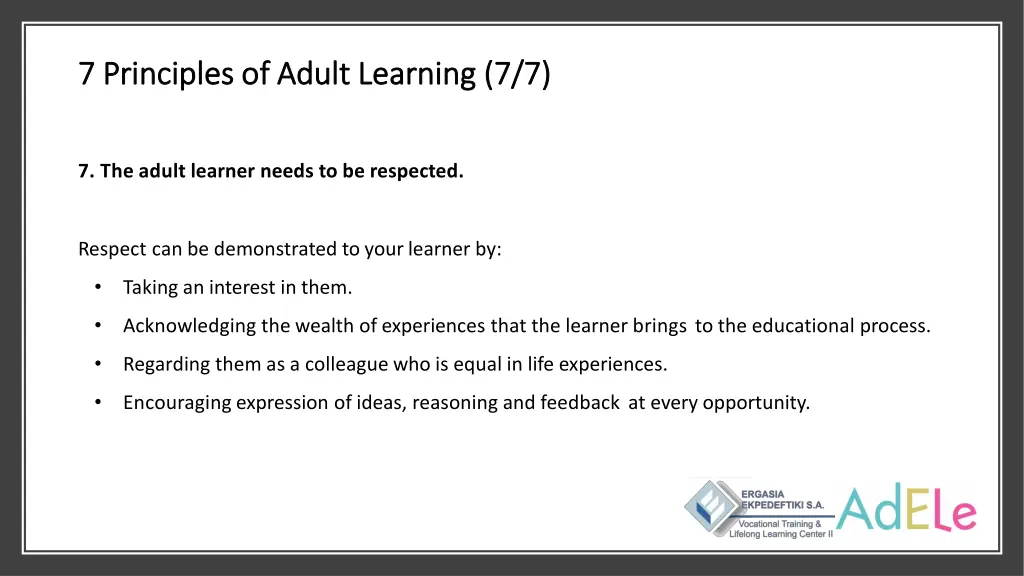 7 principles 7 principles of of adult 6