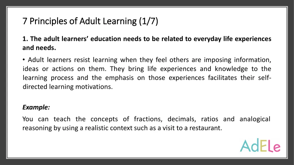 7 principles 7 principles of of adult