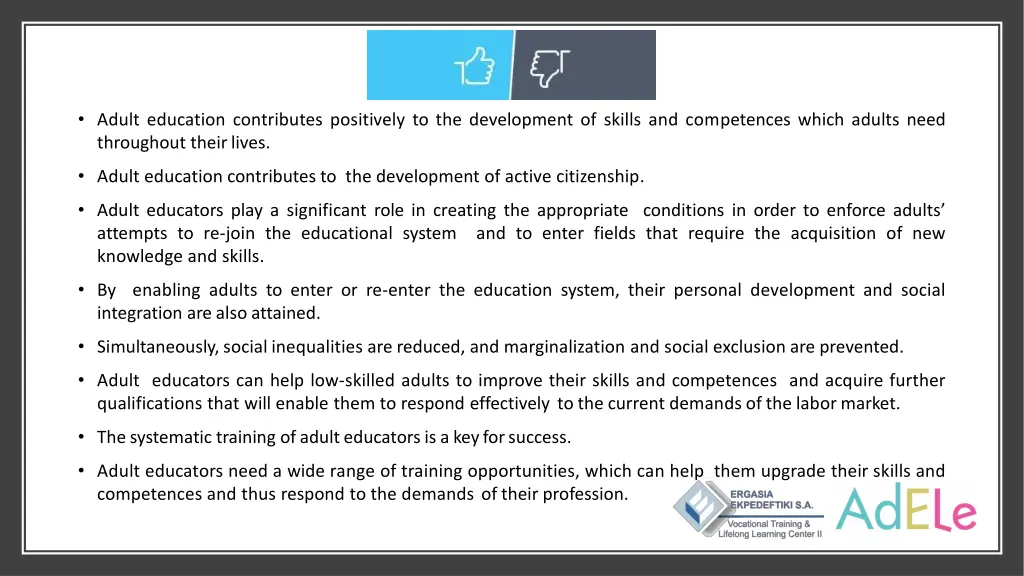 adult education contributes positively