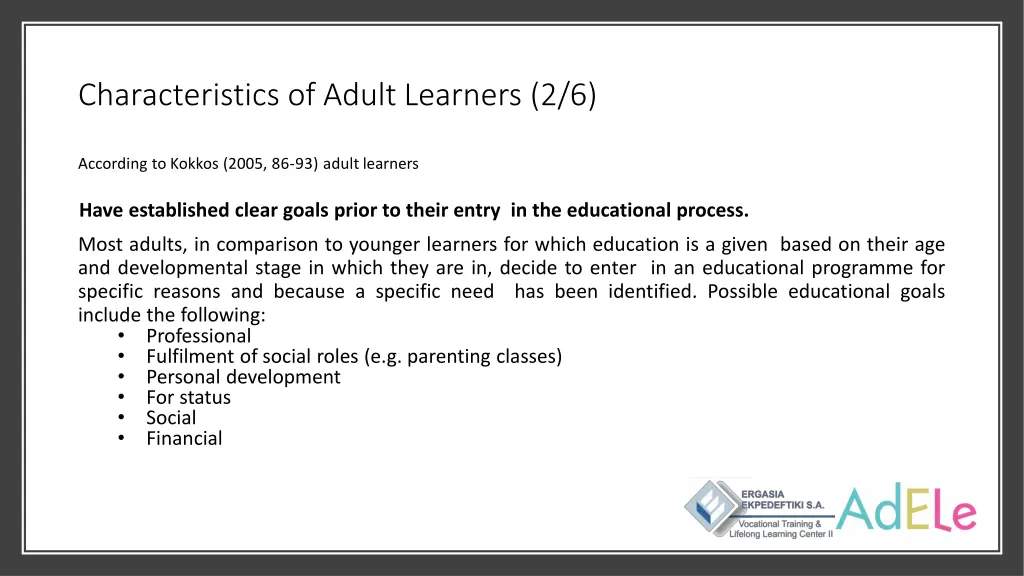 characteristics of adult learners 2 6