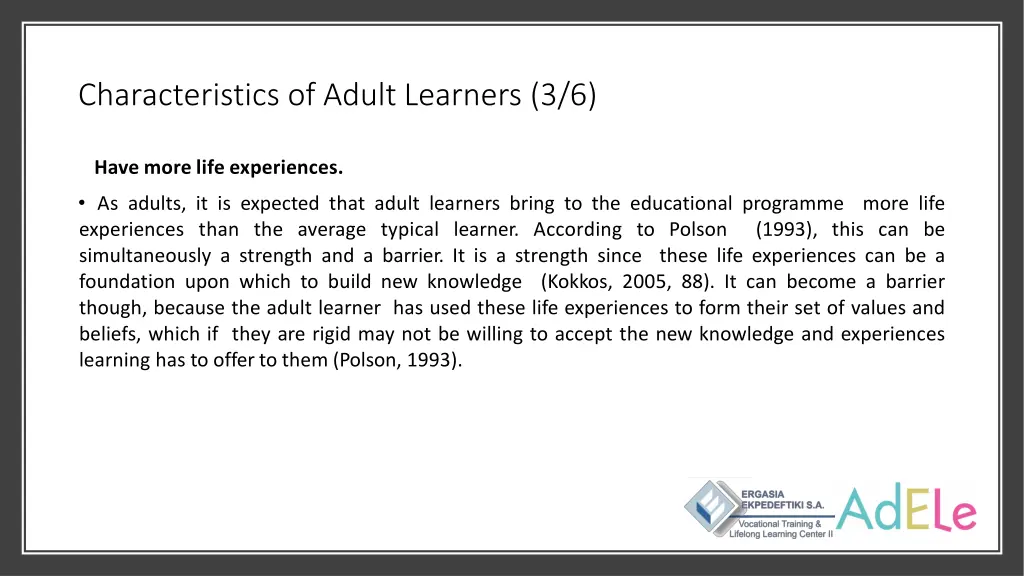 characteristics of adult learners 3 6