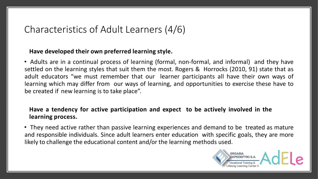 characteristics of adult learners 4 6