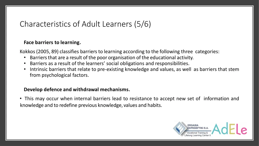 characteristics of adult learners 5 6