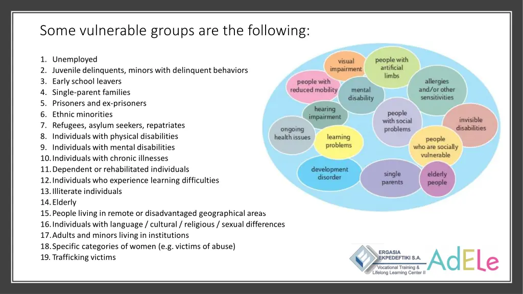 some vulnerable groups are the following