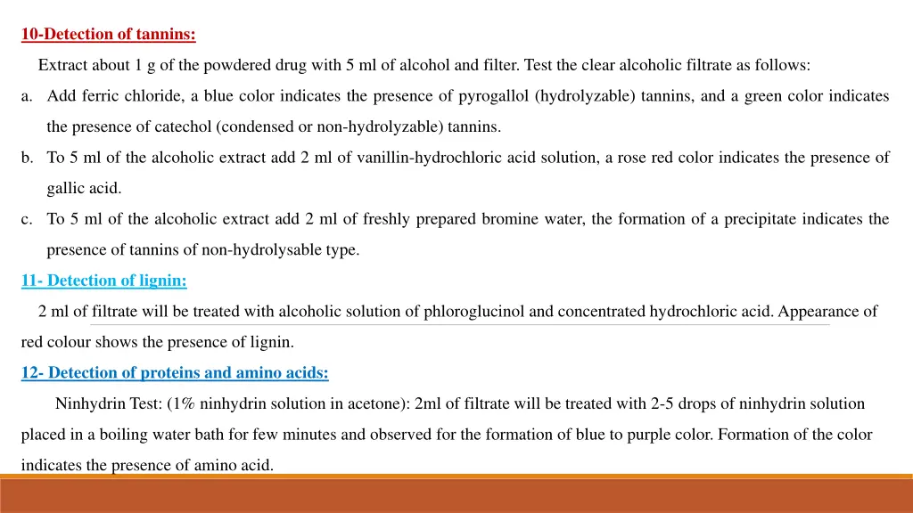 10 detection of tannins