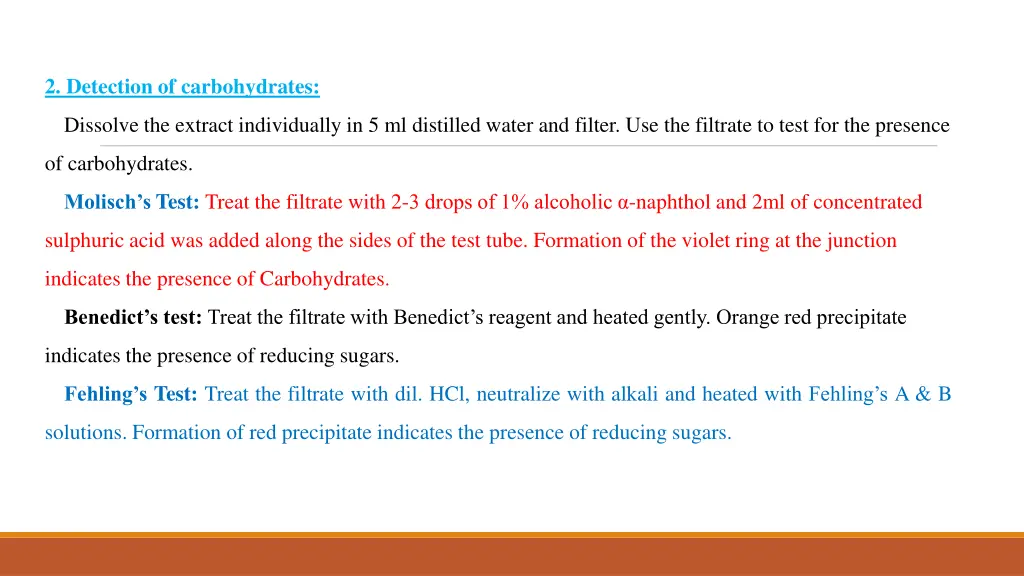 2 detection of carbohydrates