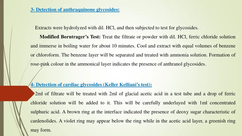 3 detection of anthraquinone glycosides