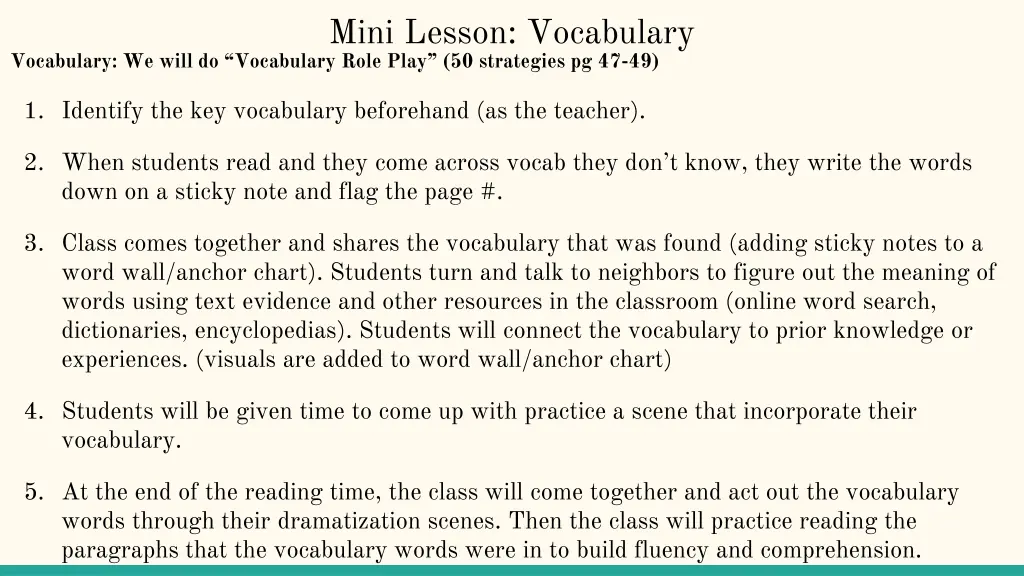mini lesson vocabulary