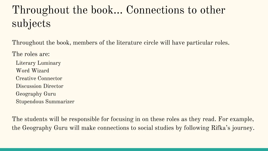 throughout the book connections to other subjects