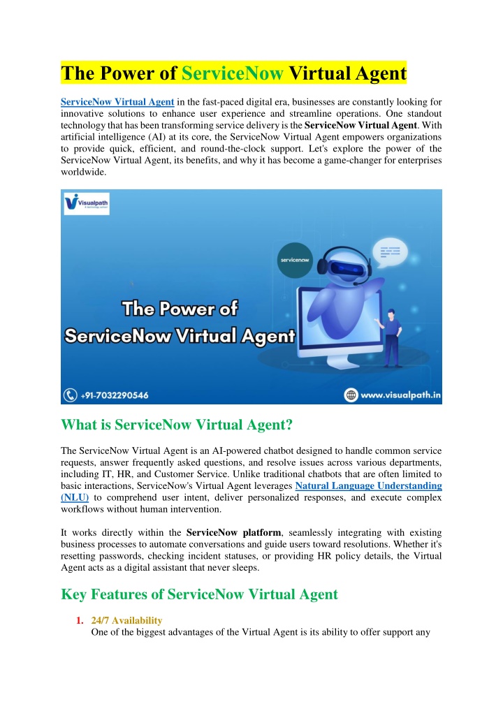 the power of servicenow virtual agent