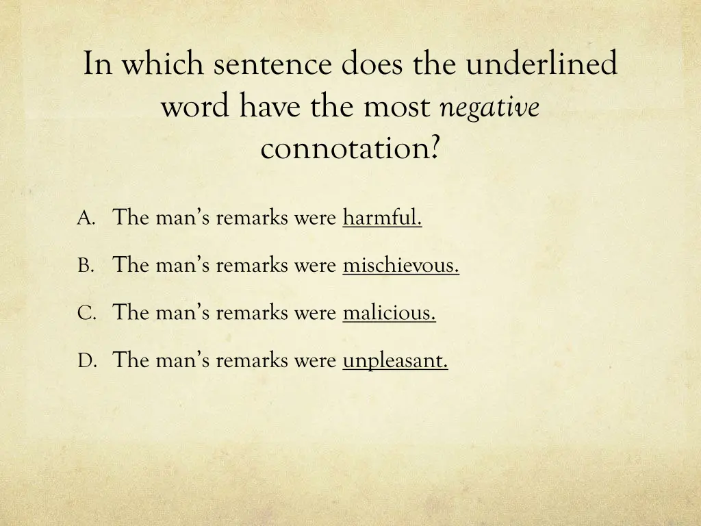 in which sentence does the underlined word have