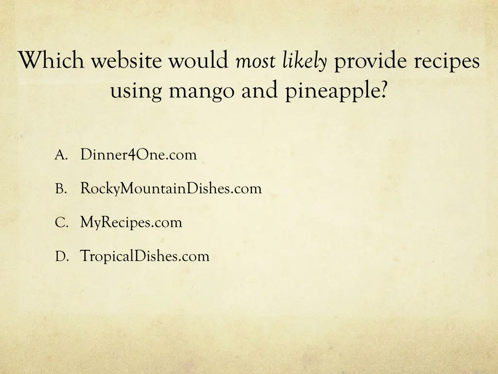 which website would most likely provide recipes