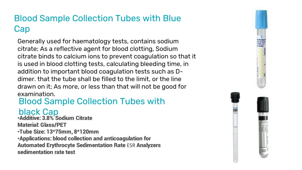 blood sample collection tubes with blue cap