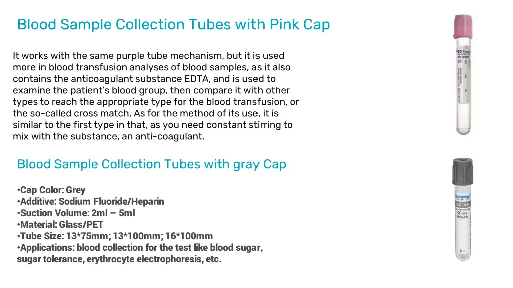 blood sample collection tubes with pink cap