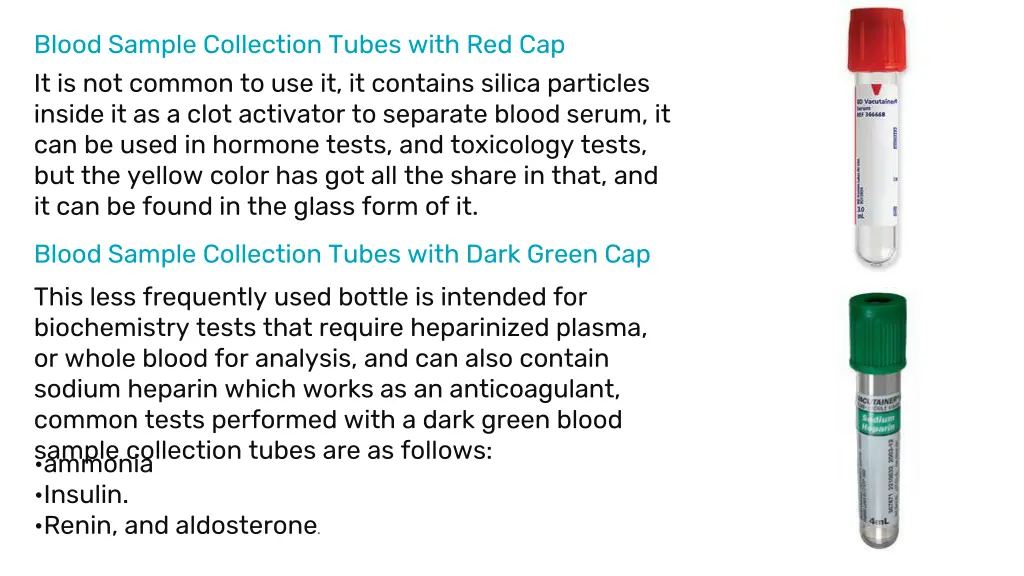 blood sample collection tubes with red cap
