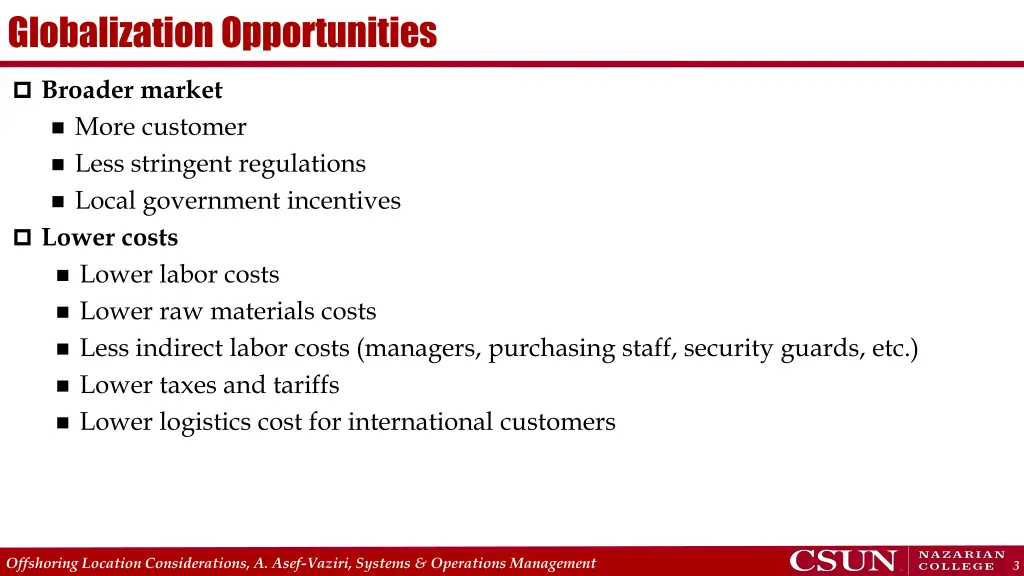 globalization opportunities