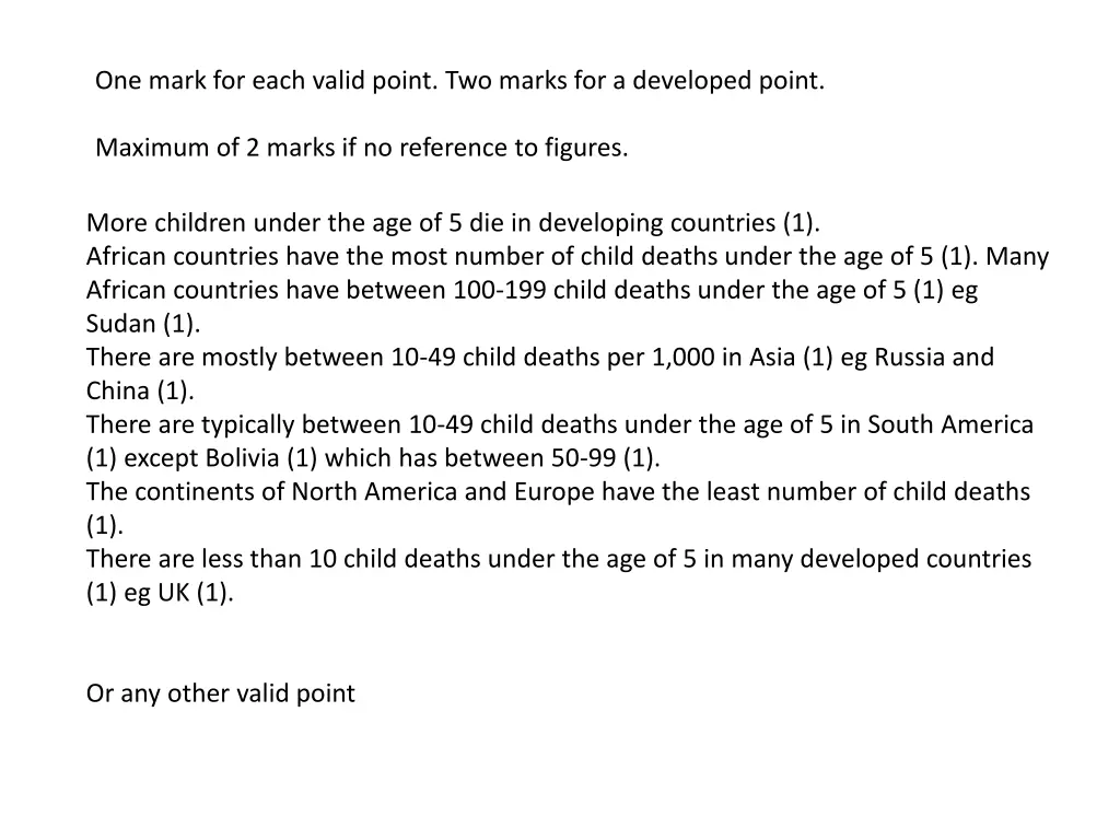 one mark for each valid point two marks