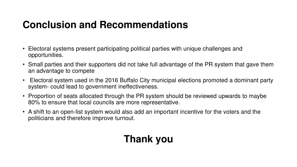 conclusion and recommendations