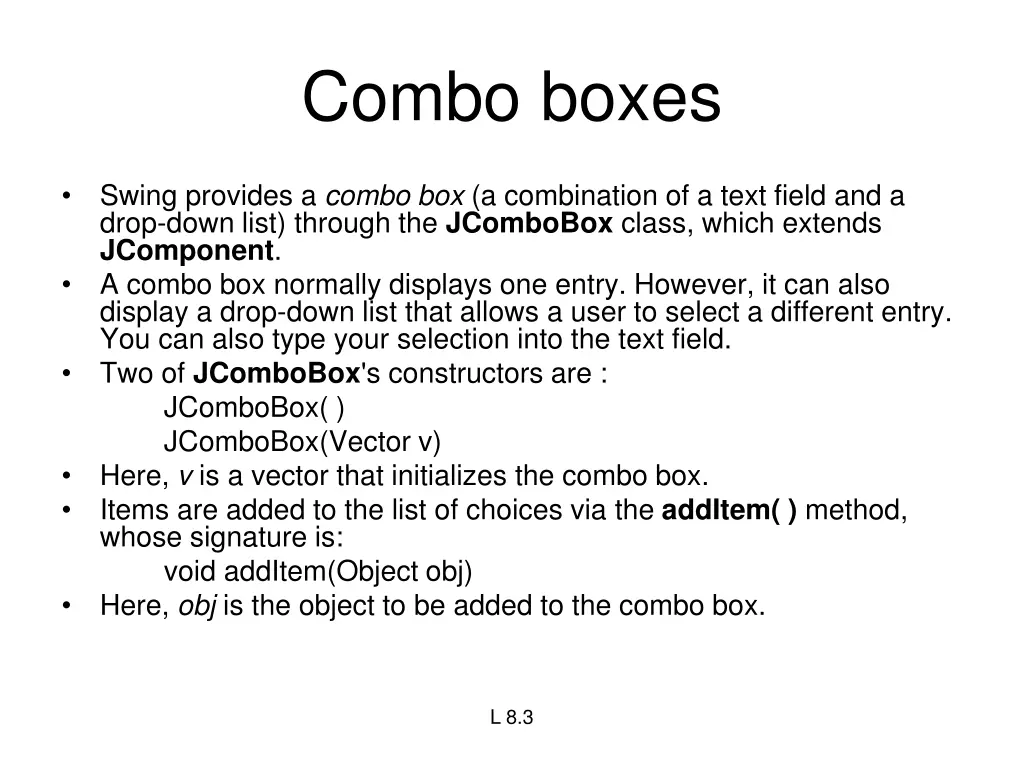 combo boxes