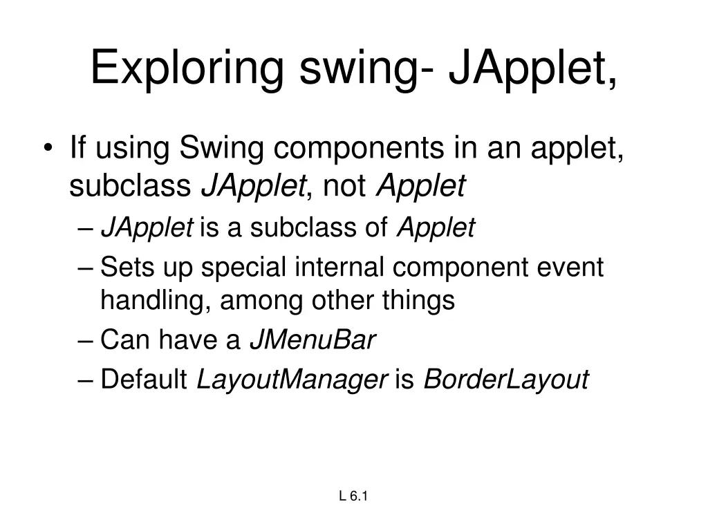 exploring swing japplet