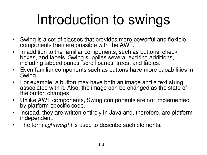 introduction to swings