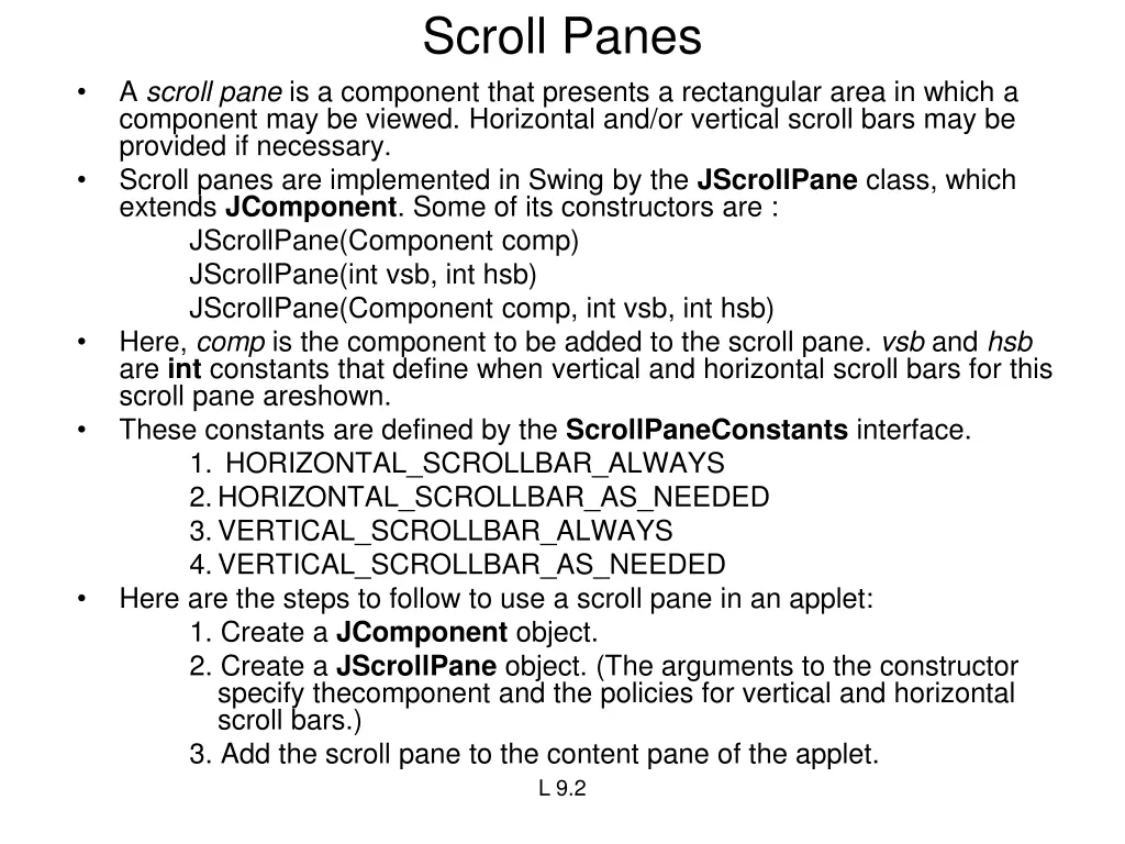 scroll panes