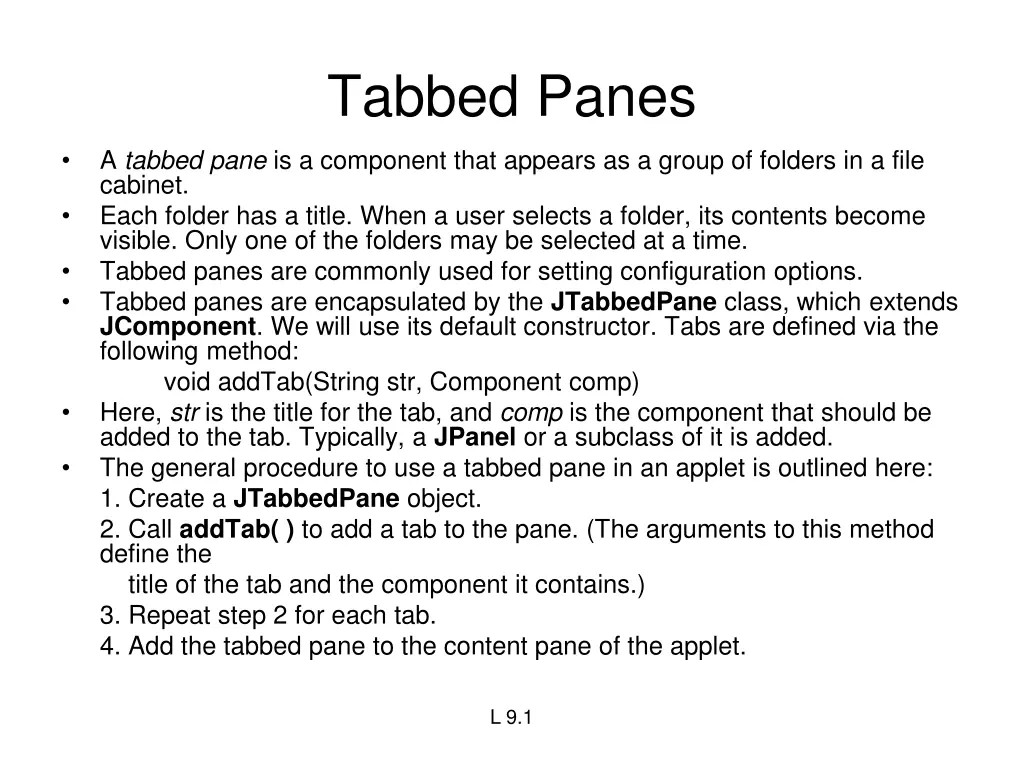 tabbed panes