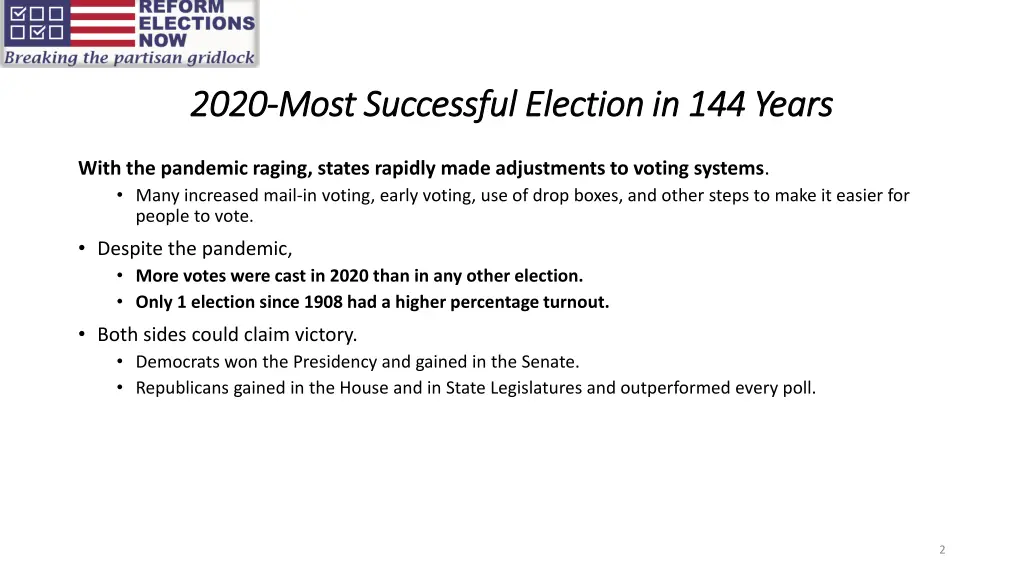 2020 2020 most successful election in 144 years
