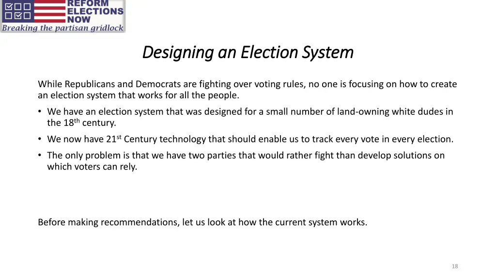 designing an election system designing