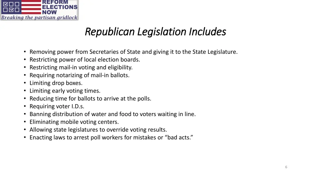 republican legislation includes republican