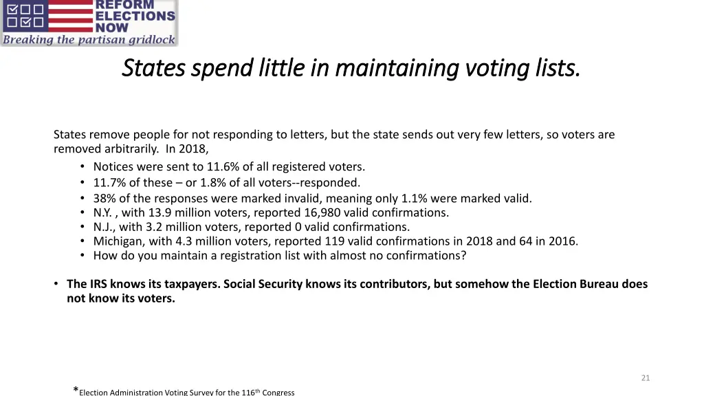 states spend little in maintaining voting lists