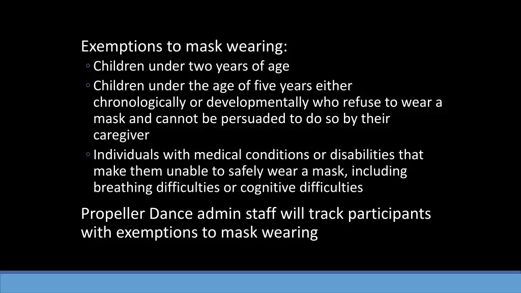 exemptions to mask wearing children under