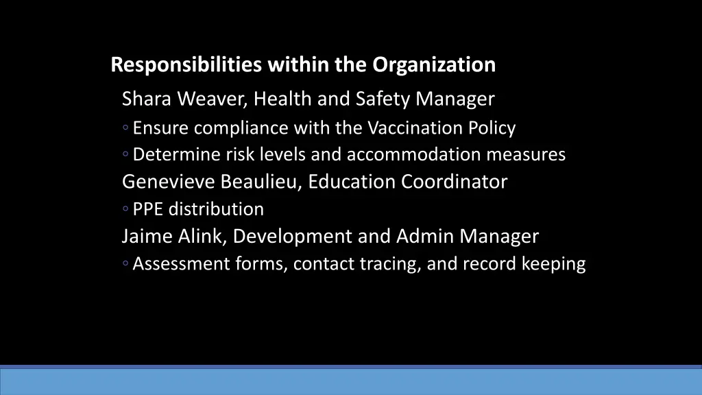 responsibilities within the organization